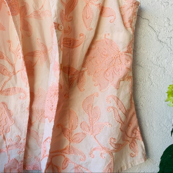 vtg 90s embroidered blush pink button up popover - Picture 4 of 5